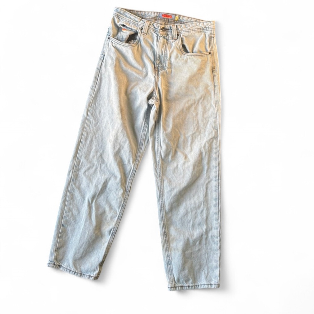 Gympyre baggy wide leg skater denim jean pants 30 lightwash embroidered 90s vibe